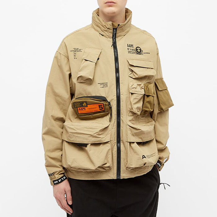 - 全新特價 - AAPE BY *A BATHING APE® MILITATY BOMBER 軍事風口袋機能夾克(卡其M)