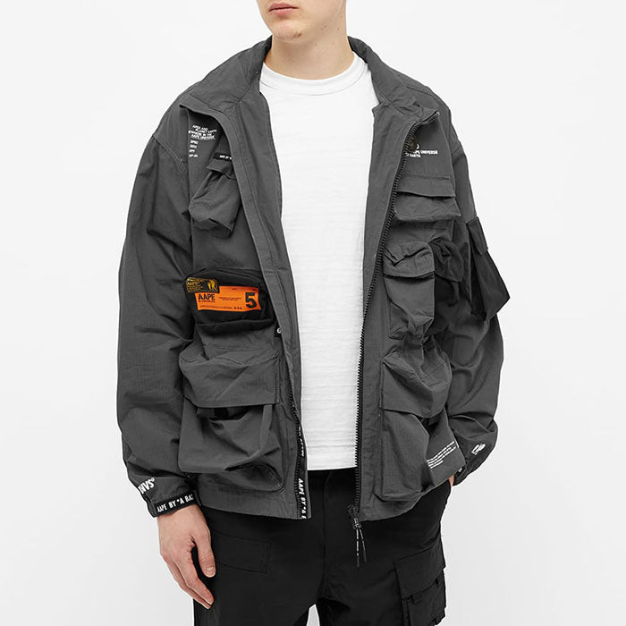 - 全新特價 - AAPE BY *A BATHING APE® MILITATY BOMBER 軍事風口袋機能夾克(卡其M)
