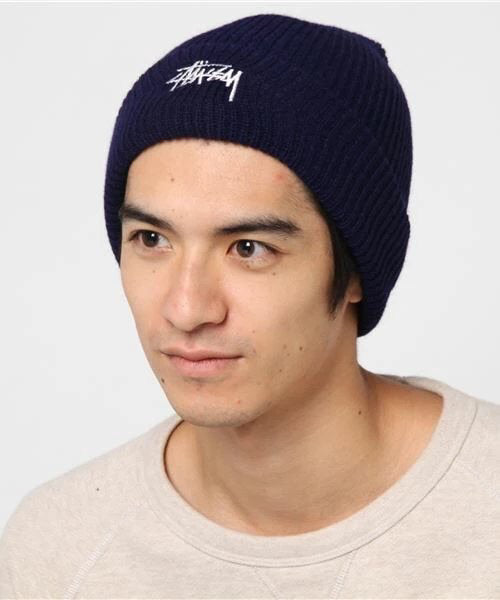 STUSSY 粗針反折毛帽