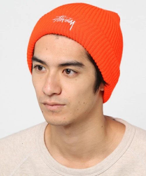 STUSSY 粗針反折毛帽