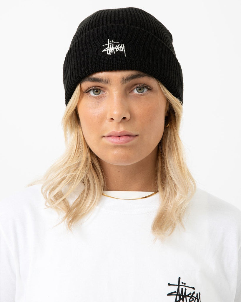 STUSSY 粗針反折毛帽