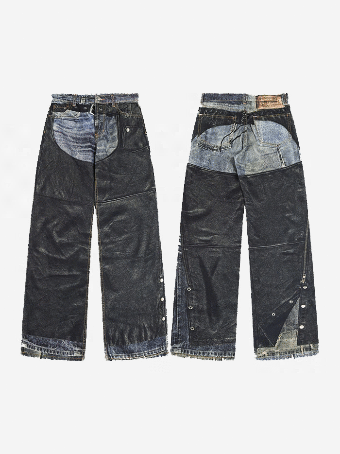 Acne Studios 皮褲印花牛仔褲