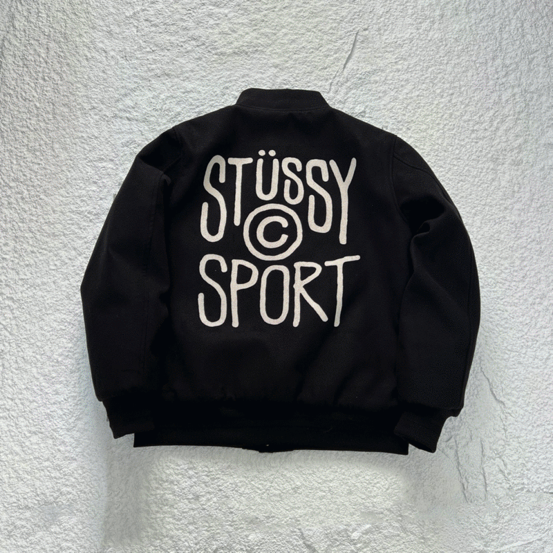 - 全新特價 - STUSSY SPORT MELTON VARSITY JACKET 校隊毛呢夾克 (杏色M )