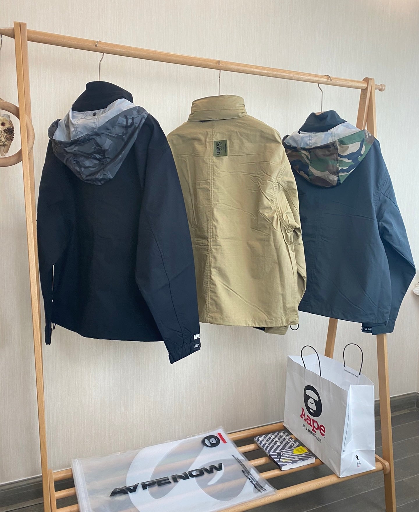 - 全新特價 - AAPE BY *A BATHING APE® MILITATY BOMBER 軍事風口袋機能夾克(卡其M)
