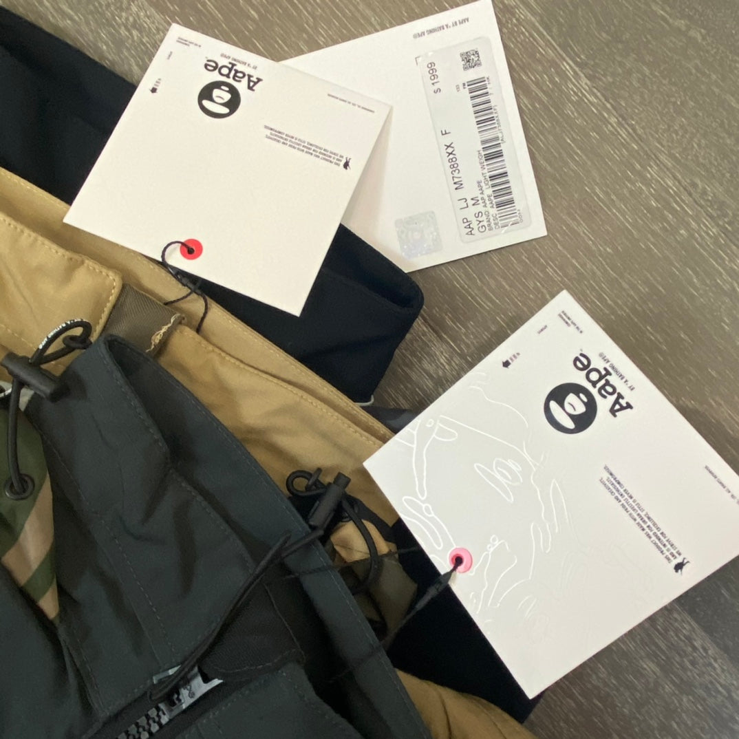 - 全新特價 - AAPE BY *A BATHING APE® MILITATY BOMBER 軍事風口袋機能夾克(卡其M)
