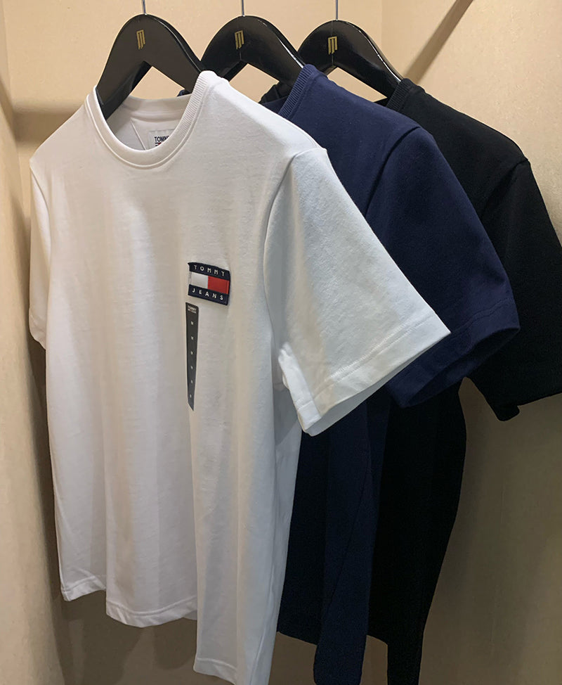 TOMMY JEANS 刺繡LOGO純色短袖上衣