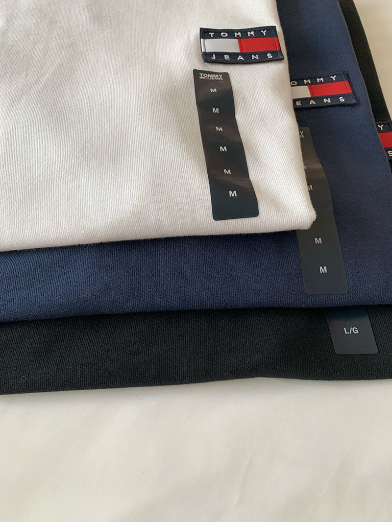 TOMMY JEANS 刺繡LOGO純色短袖上衣