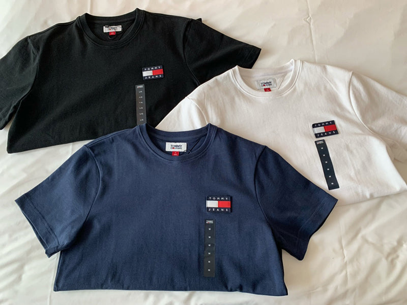 TOMMY JEANS 刺繡LOGO純色短袖上衣
