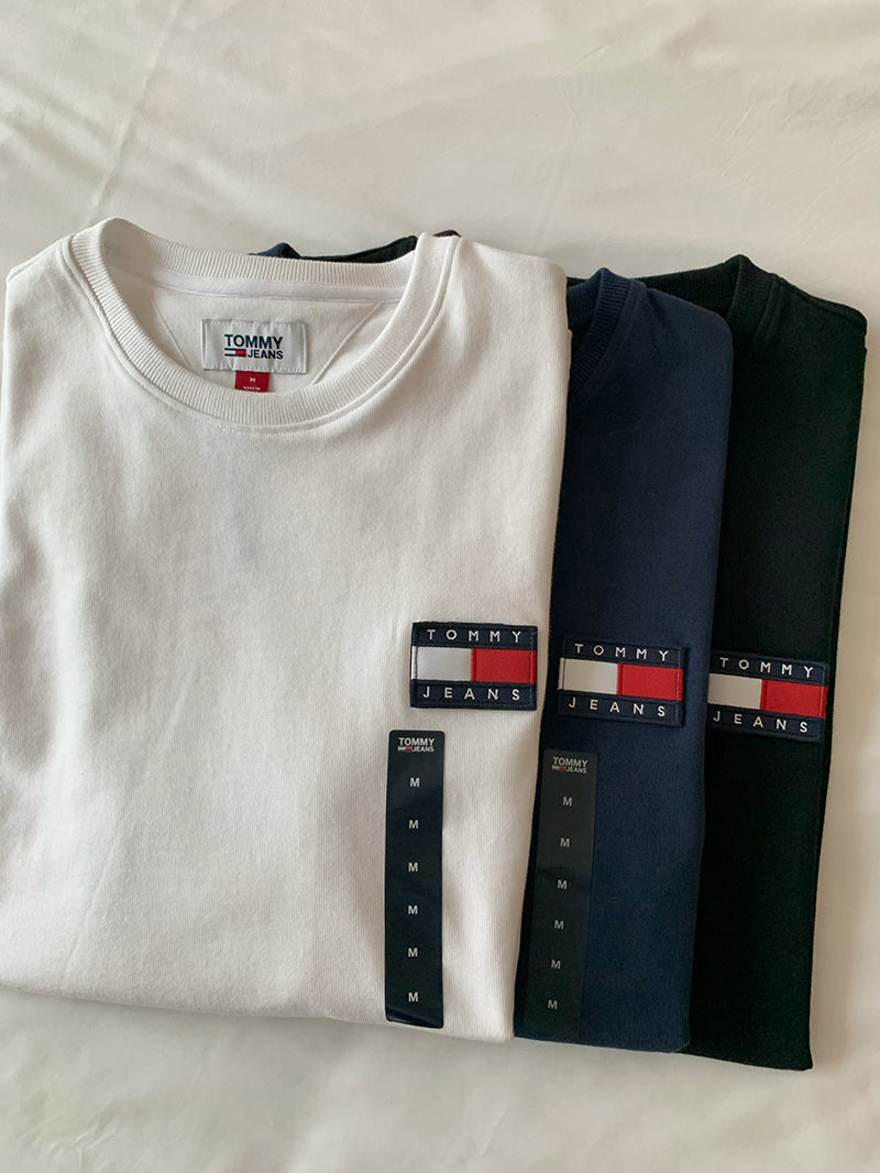 TOMMY JEANS 刺繡LOGO純色短袖上衣