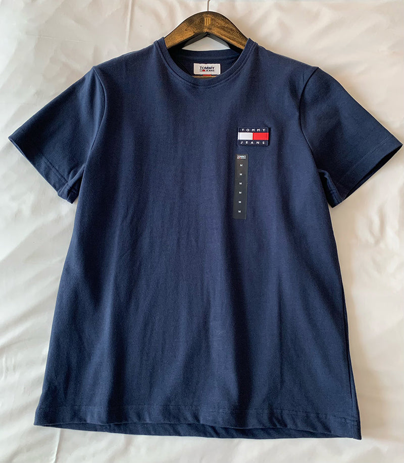 TOMMY JEANS 刺繡LOGO純色短袖上衣