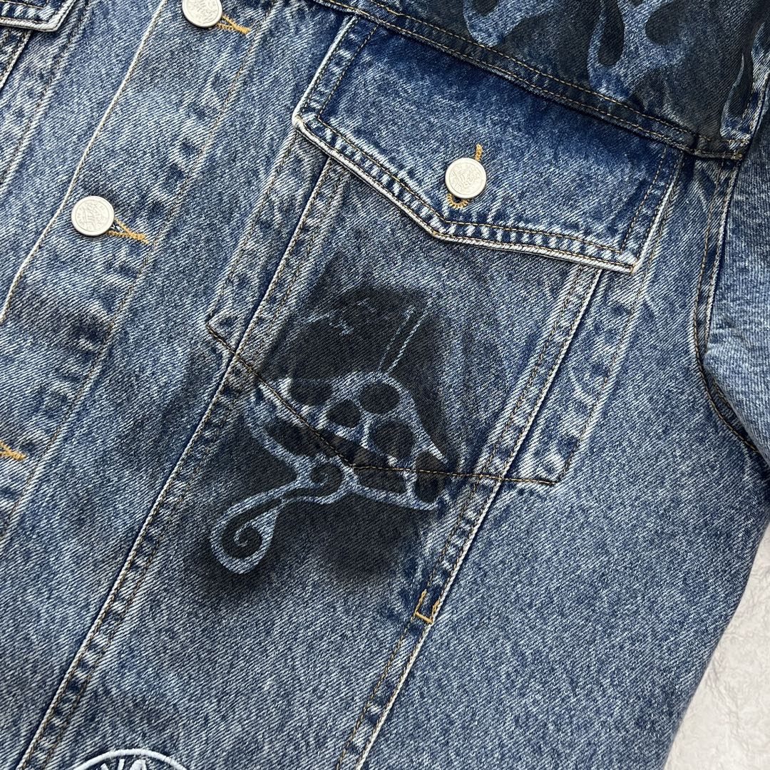 STUSSY x DVN 聯名手繪塗鴉水洗牛仔外套
