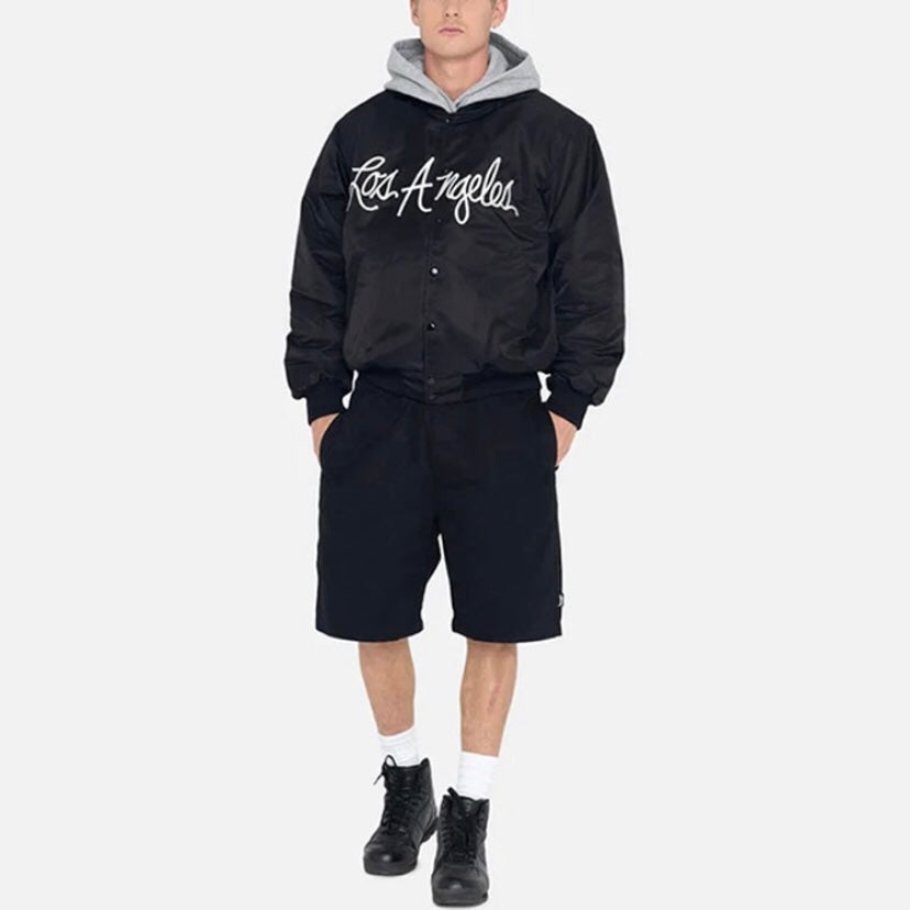 STUSSY 字母刺繡緞面棒球服外套
