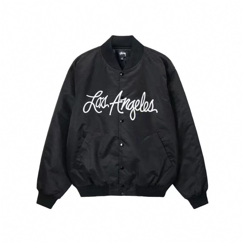STUSSY 字母刺繡緞面棒球服外套
