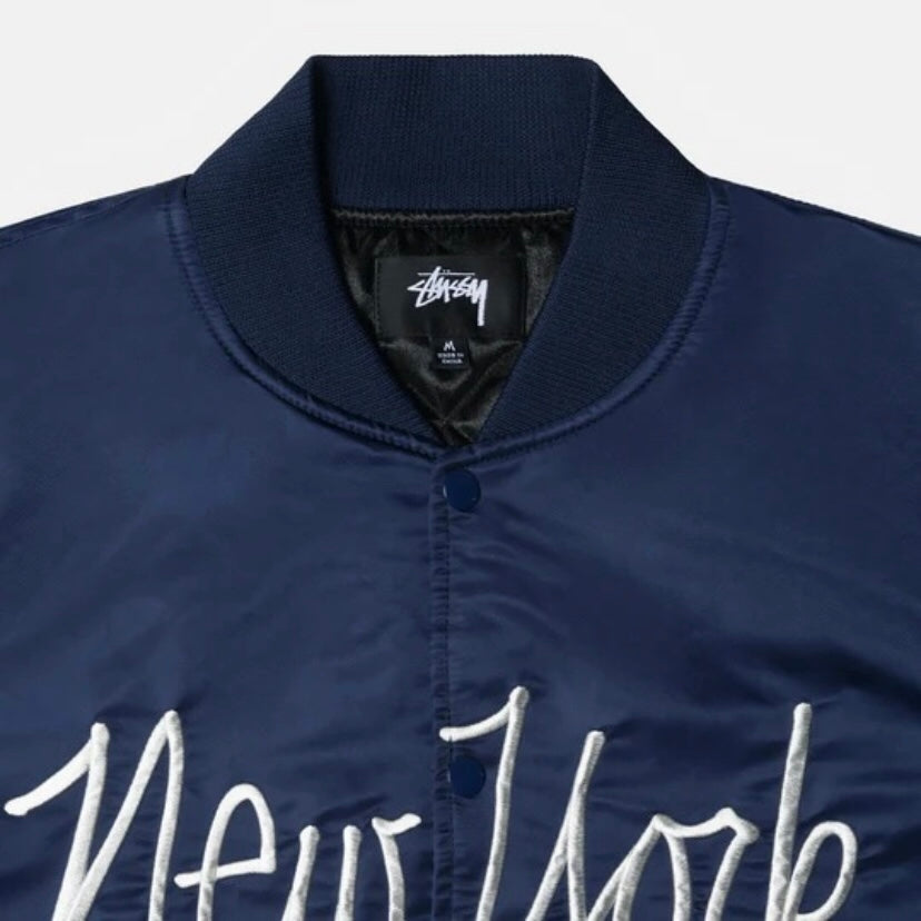 STUSSY 字母刺繡緞面棒球服外套