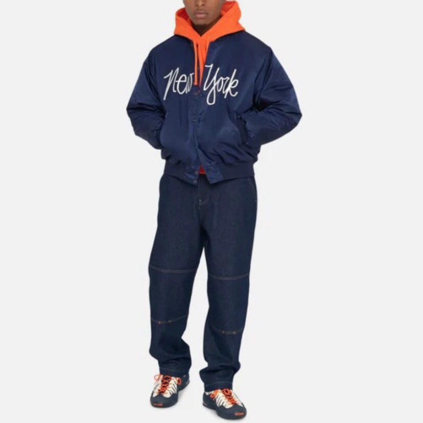 STUSSY 字母刺繡緞面棒球服外套