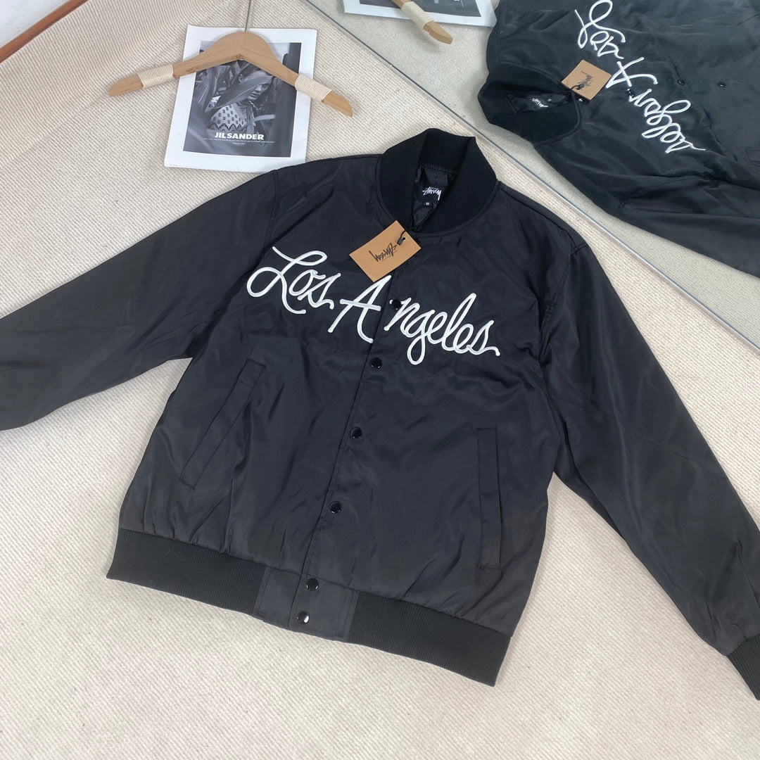 STUSSY 字母刺繡緞面棒球服外套