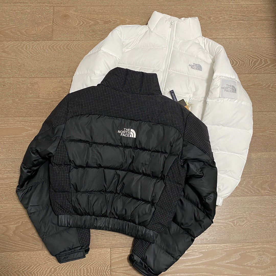 THE NORTH FACE 韓國北臉 格紋拼接短腰羽絨外套