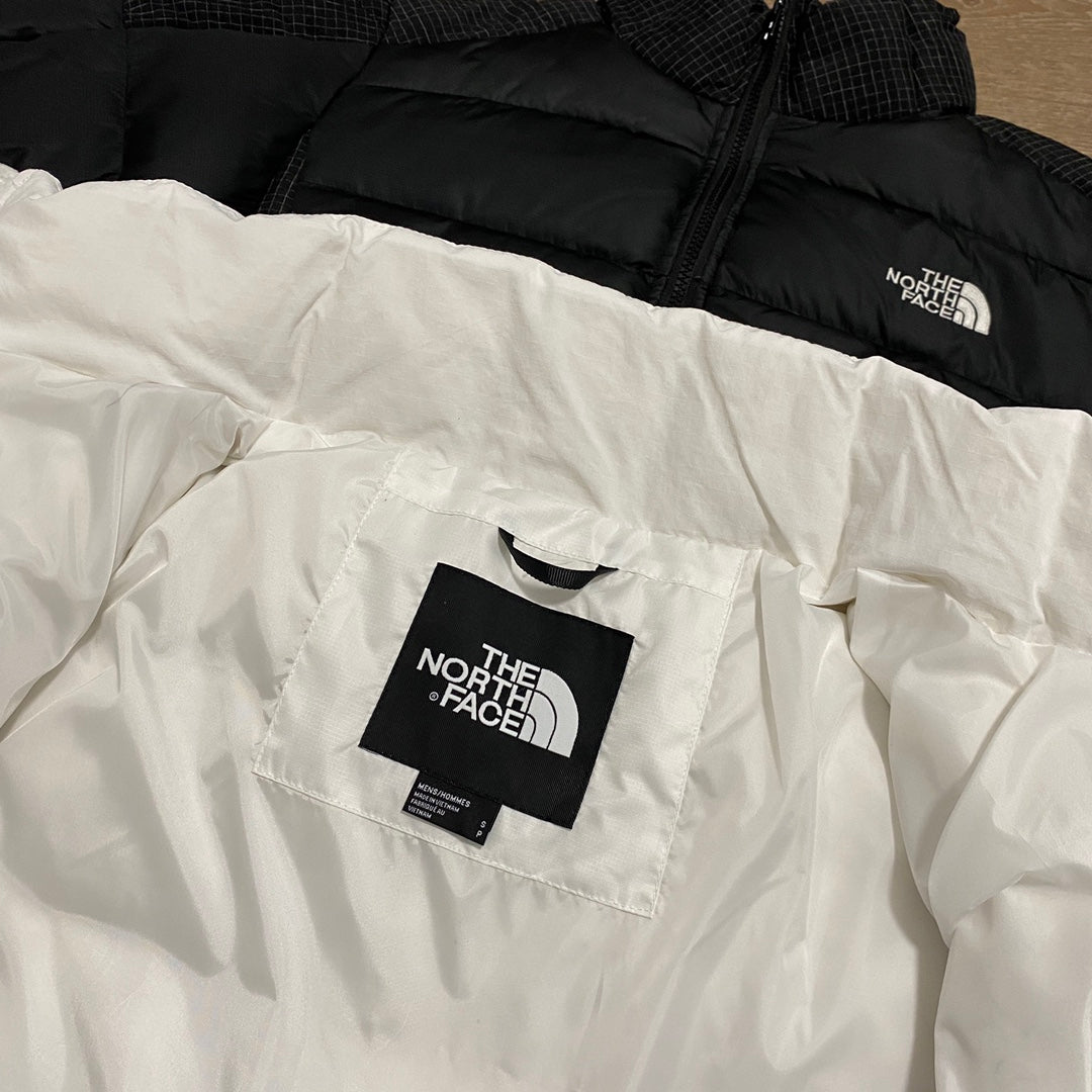 THE NORTH FACE 韓國北臉 格紋拼接短腰羽絨外套