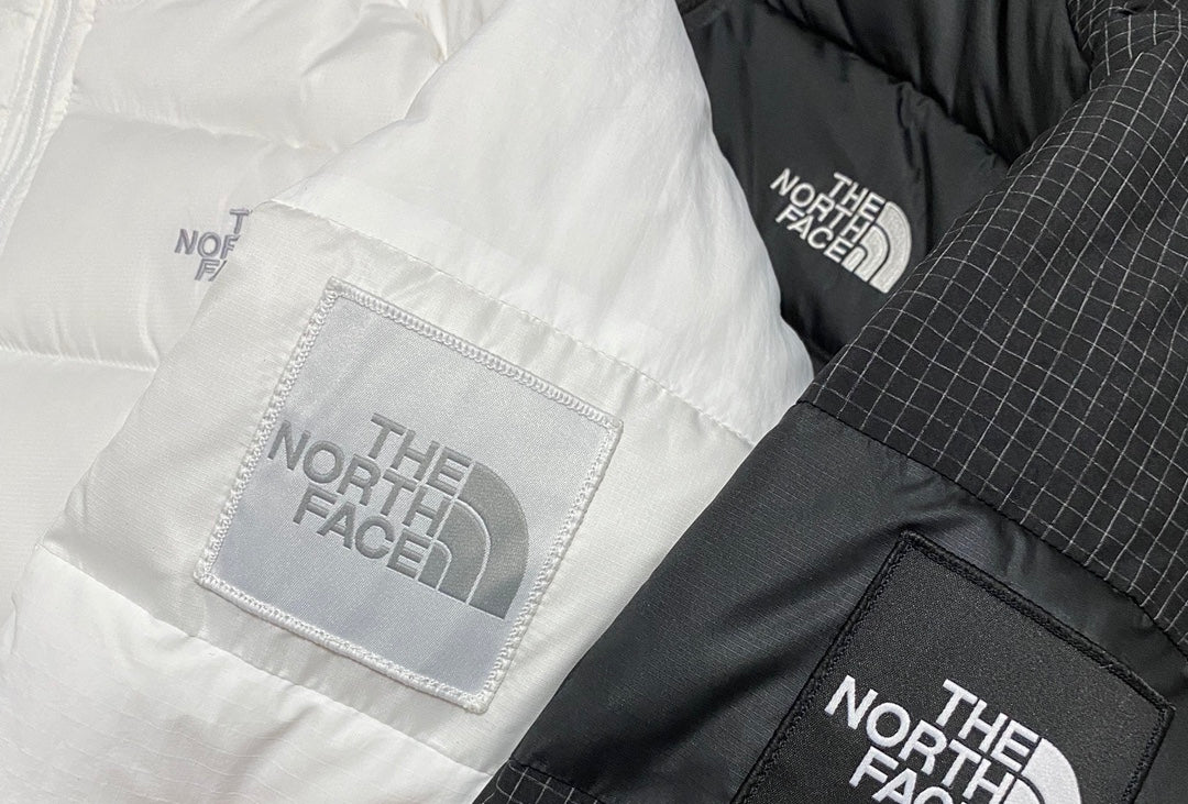 THE NORTH FACE 韓國北臉 格紋拼接短腰羽絨外套