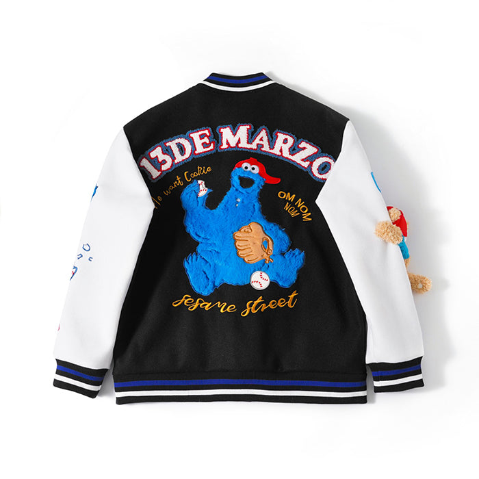 13DE MARZO x SESAME STREET 聯名餅乾怪獸棒球夾克