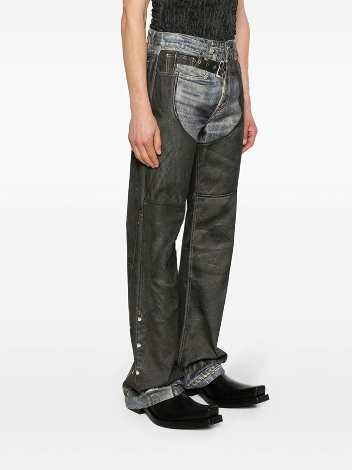 Acne Studios 皮褲印花牛仔褲