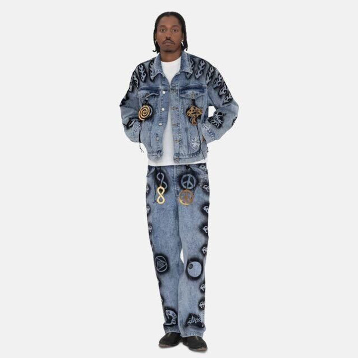 STUSSY x DVN 聯名手繪塗鴉水洗牛仔外套