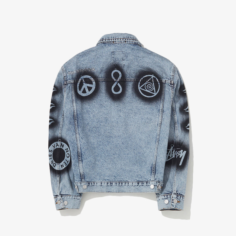 STUSSY x DVN 聯名手繪塗鴉水洗牛仔外套