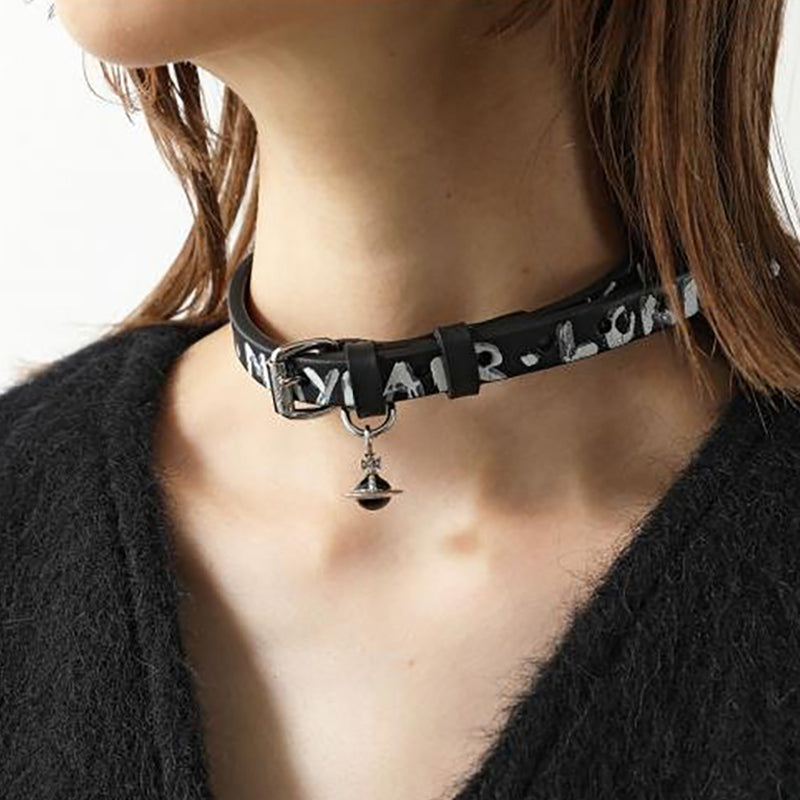 Vivienne Westwood Choker 土星球墜飾皮革項圈