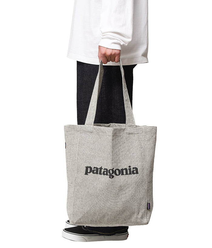 PATAGONIA 條紋帆布托特包