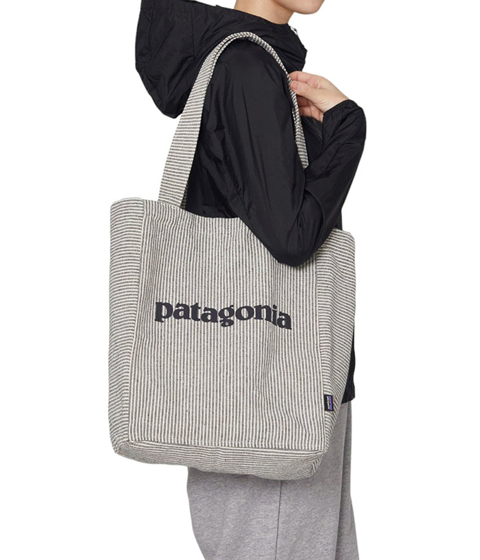 PATAGONIA 條紋帆布托特包