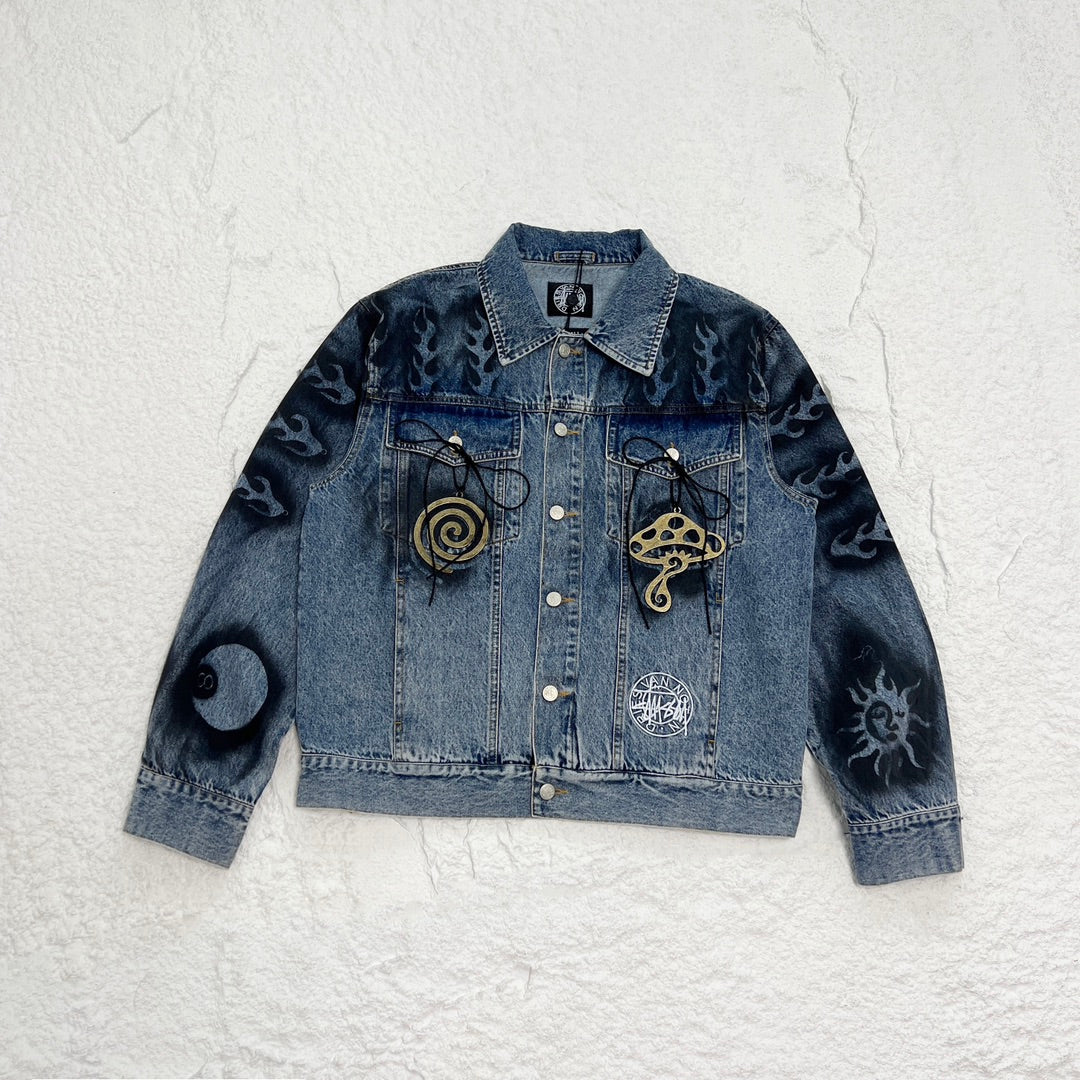 STUSSY x DVN 聯名手繪塗鴉水洗牛仔外套