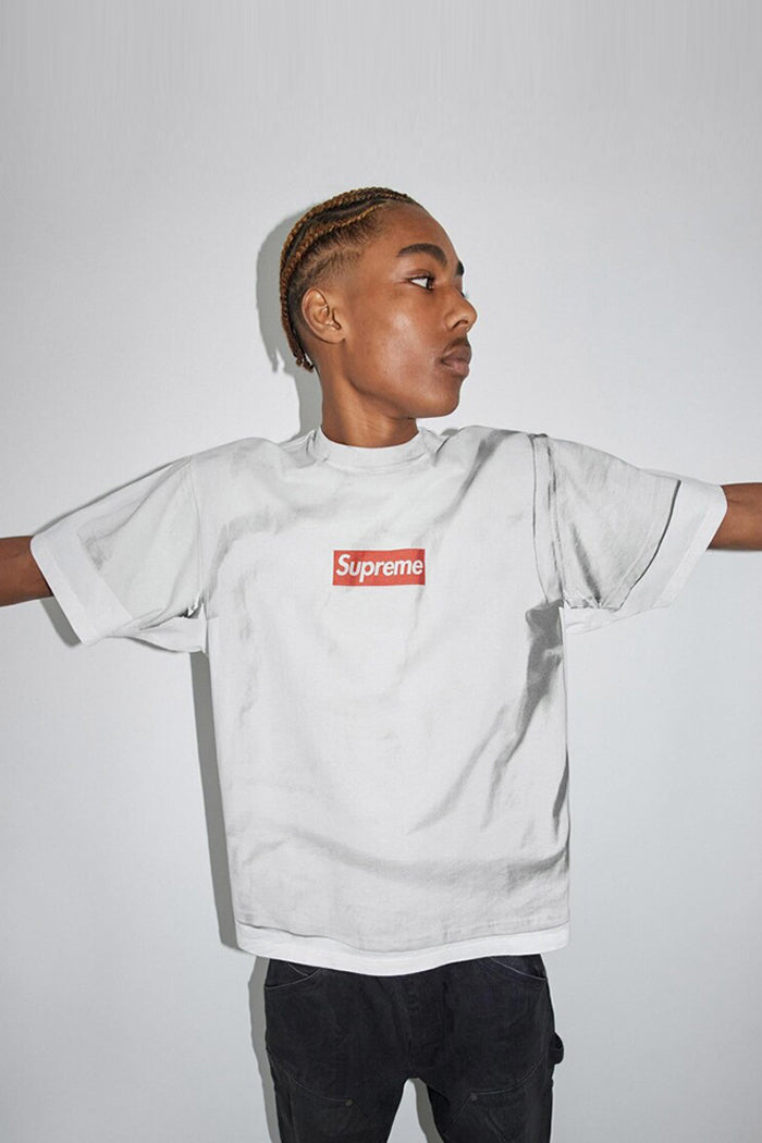 - 全新特價 - Supreme x MM6 Box Logo Tee 白色印花短袖 (L碼)