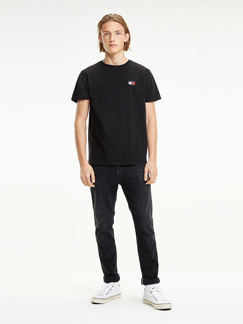 TOMMY JEANS 刺繡LOGO純色短袖上衣