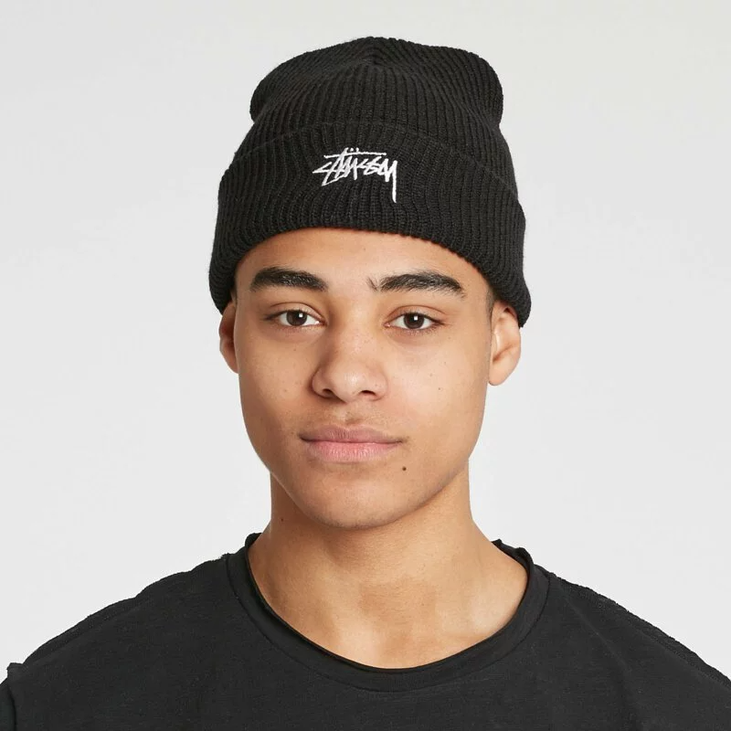 STUSSY 粗針反折毛帽