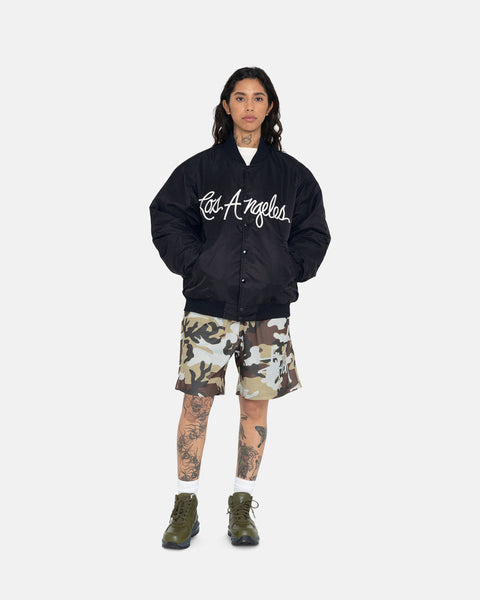 STUSSY 字母刺繡緞面棒球服外套
