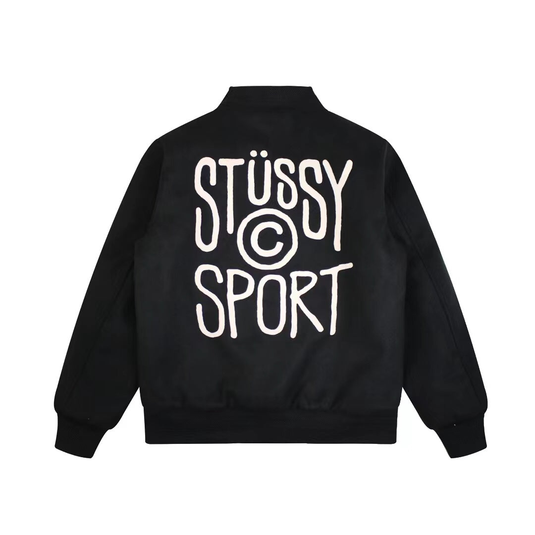 - 全新特價 - STUSSY SPORT MELTON VARSITY JACKET 校隊毛呢夾克 (杏色M )