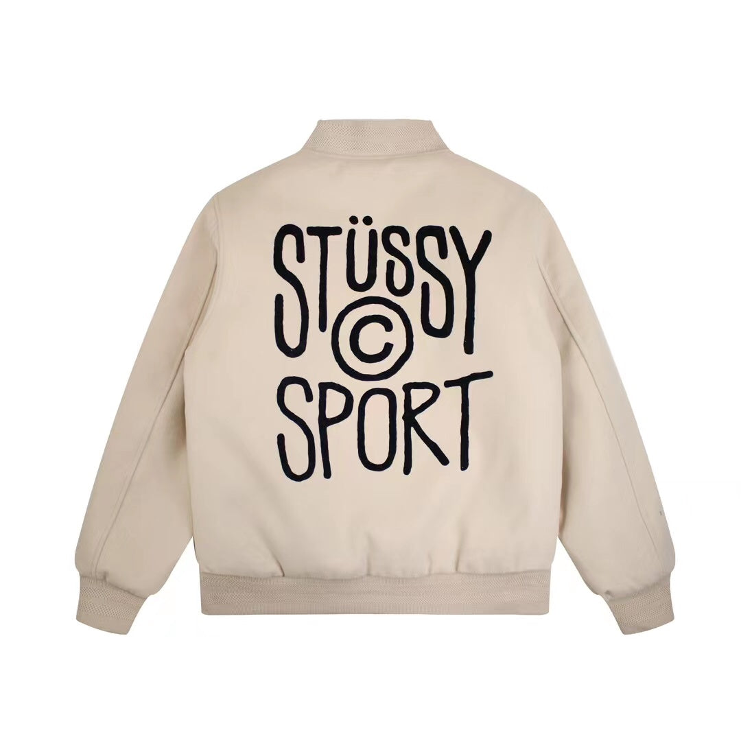 - 全新特價 - STUSSY SPORT MELTON VARSITY JACKET 校隊毛呢夾克 (杏色M )