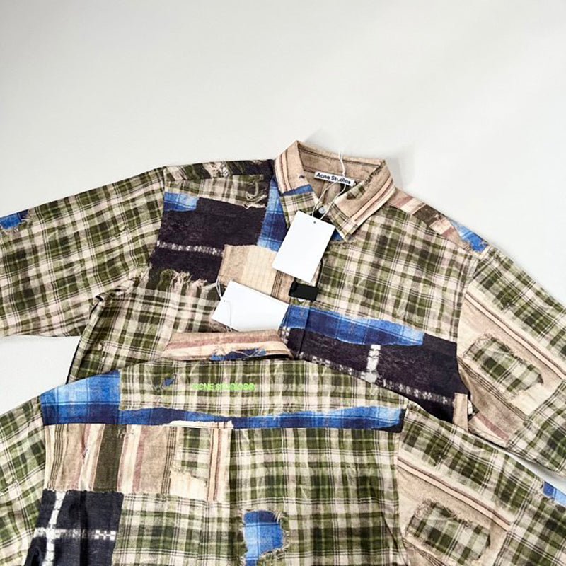 Acne Studios 格紋印花寬版襯衫 - VANASH