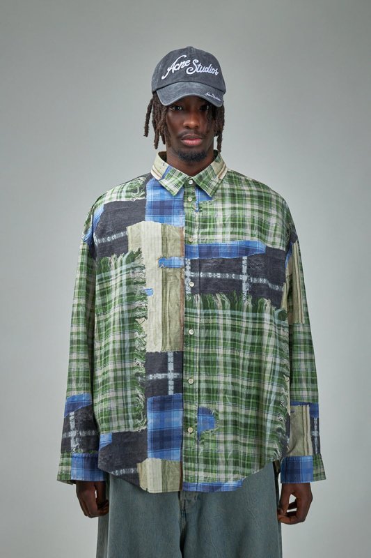 Acne Studios 格紋印花寬版襯衫 - VANASH