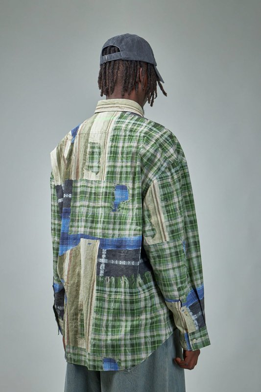 Acne Studios 格紋印花寬版襯衫 - VANASH