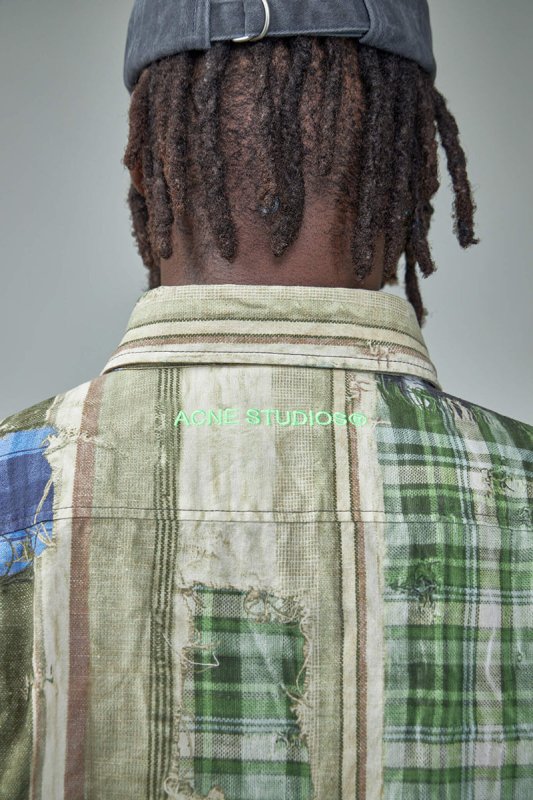 Acne Studios 格紋印花寬版襯衫 - VANASH