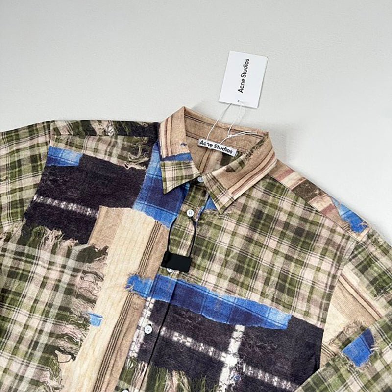 Acne Studios 格紋印花寬版襯衫 - VANASH