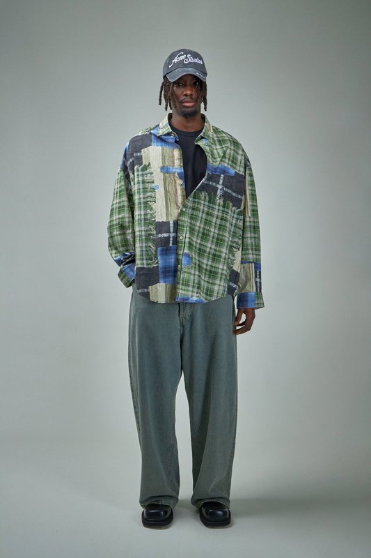 Acne Studios 格紋印花寬版襯衫 - VANASH