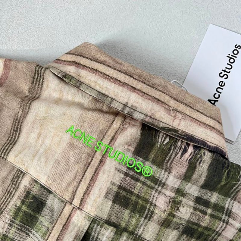 Acne Studios 格紋印花寬版襯衫 - VANASH