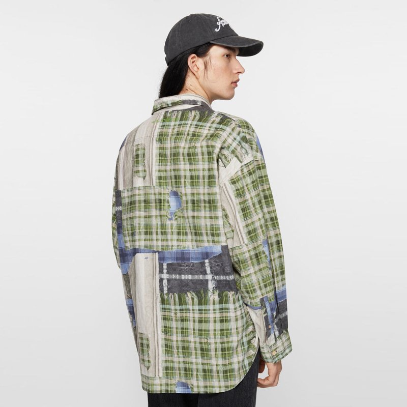 Acne Studios 格紋印花寬版襯衫 - VANASH