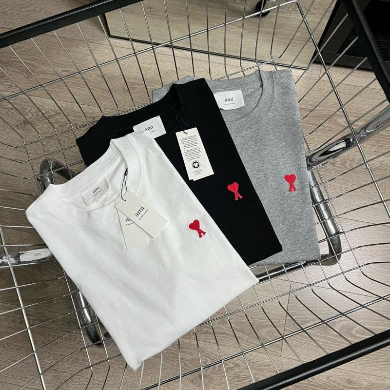 AMI PARIS 紅色愛心刺繡短袖T恤 - VANASH