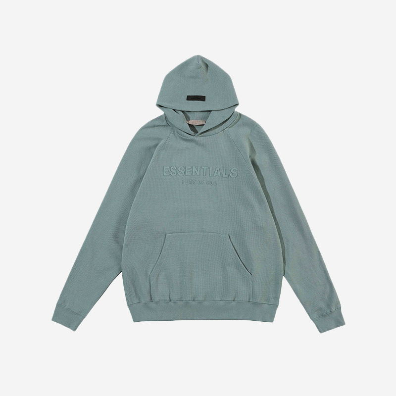 FEAR OF GOD ESSENTIALS HOODIE SYCAMORE 立體矽膠印花華夫格連帽衛衣 - VANASH
