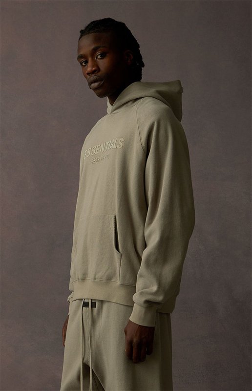 FEAR OF GOD ESSENTIALS HOODIE SYCAMORE 立體矽膠印花華夫格連帽衛衣 - VANASH
