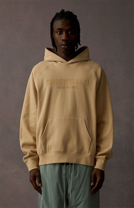 FEAR OF GOD ESSENTIALS HOODIE SYCAMORE 立體矽膠印花華夫格連帽衛衣 - VANASH