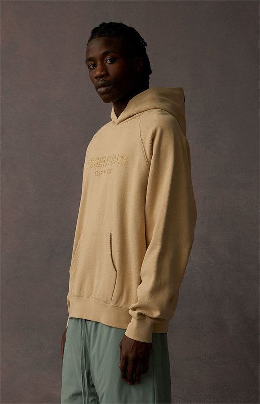 FEAR OF GOD ESSENTIALS HOODIE SYCAMORE 立體矽膠印花華夫格連帽衛衣 - VANASH